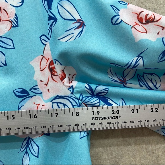 Women's Floral Button Down Waist Tie Blouse with Bell Sleeves M - Picture 7 of 9